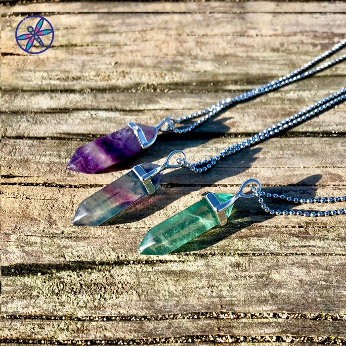 CSJA Necklaces Fluorite Crystal Necklace set