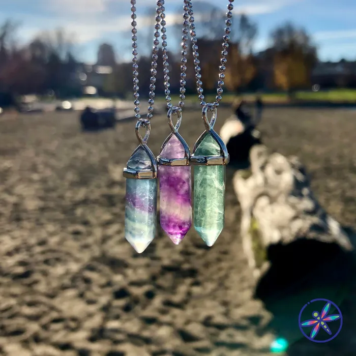 CSJA Necklaces Fluorite Crystal Necklace set