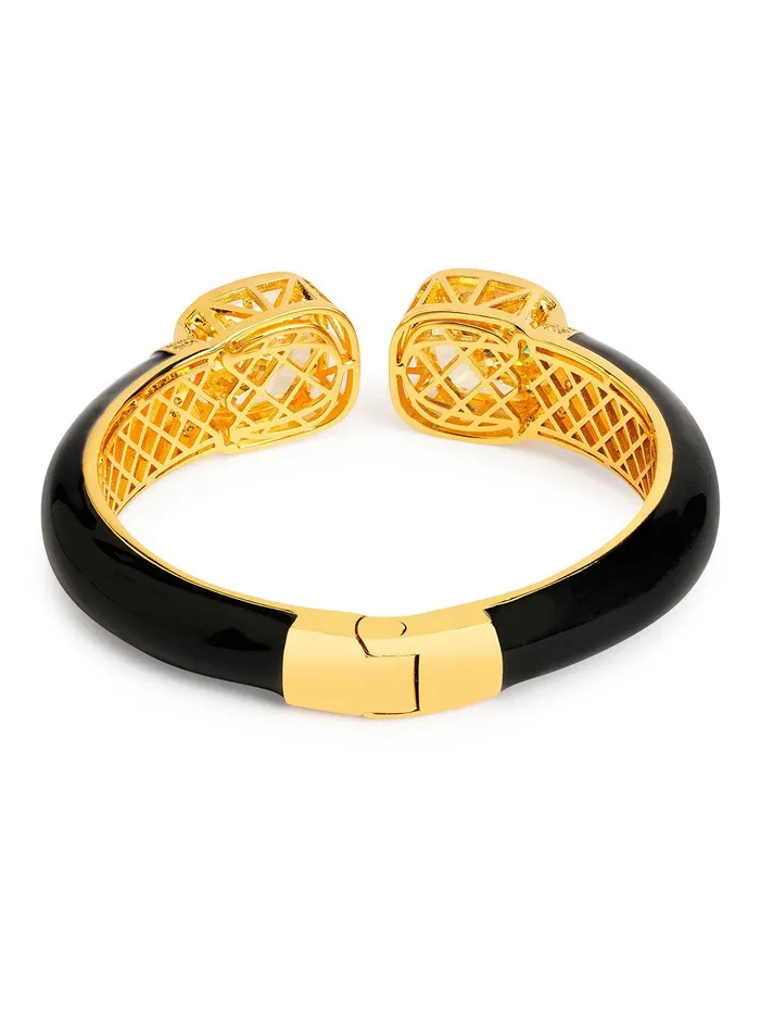 Curio Cottage Yellow Glow CZ Black Enameled Kada Bracelet Bracelets Curio Cottage Yellow Glow CZ Black Enameled Kada Bracelet Bracelets