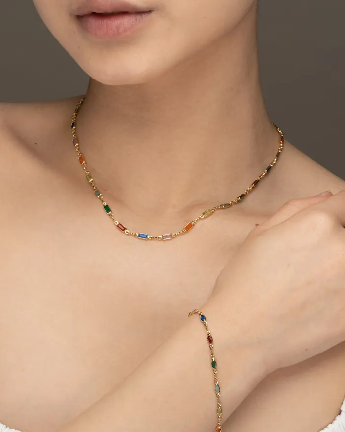 Dione Colourful Gold Necklace ERIJEWELRY Necklaces