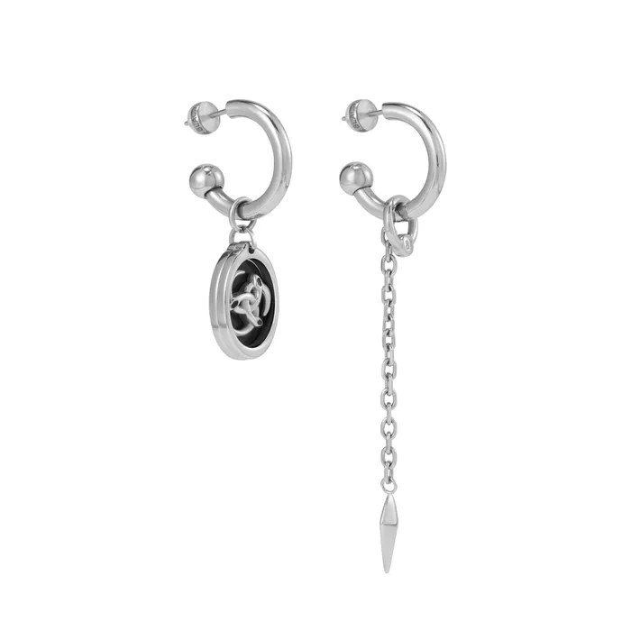 Earrings Blackheadshop Triple Serpent Ring Asymmetric Earrings