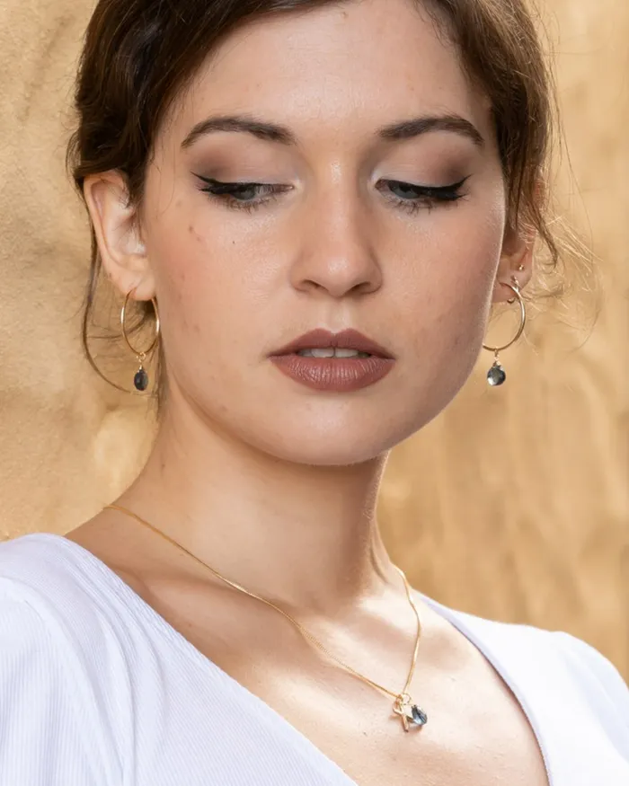 Earrings ERIJEWELRY London Blue Topaz Hoop Earrings