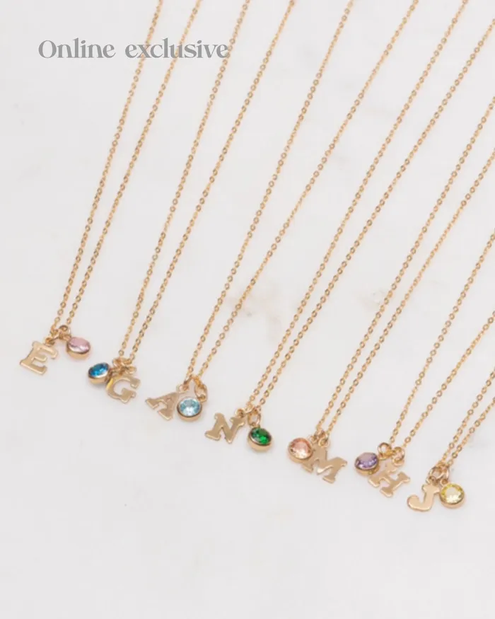 ERIJEWELRY Initial O with Birthstone Necklace Necklaces