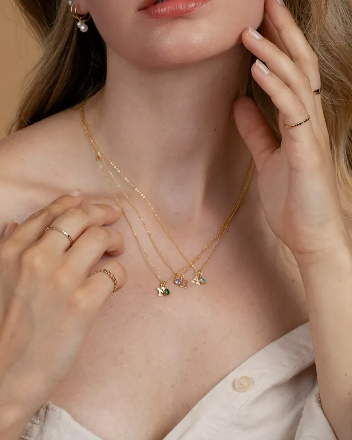 ERIJEWELRY Initial O with Birthstone Necklace Necklaces