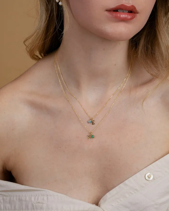 ERIJEWELRY Initial O with Birthstone Necklace Necklaces
