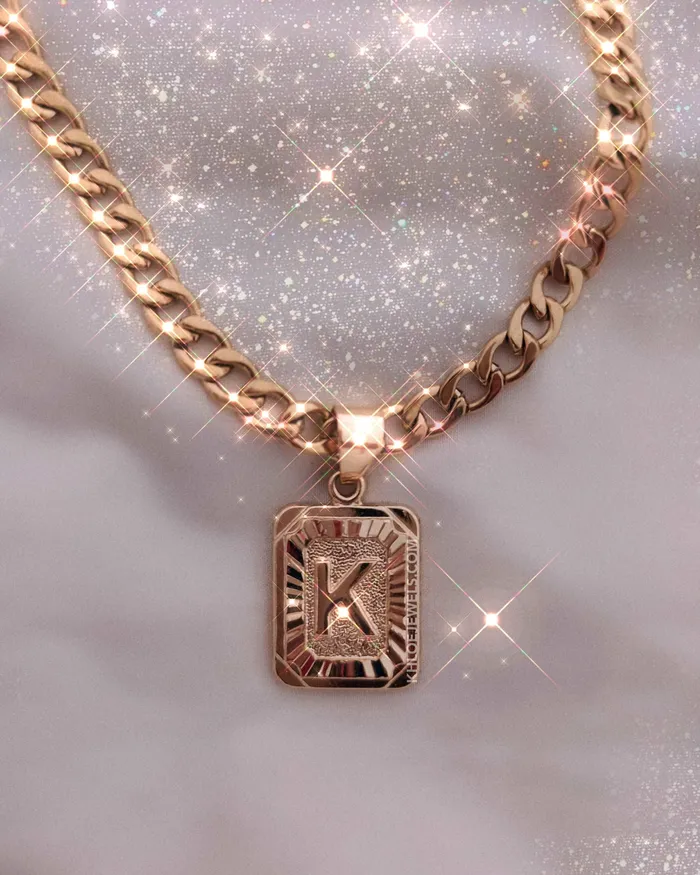 KHLOE JEWELS Necklaces 18K Gold Lux Initial Cuban Chain Necklace
