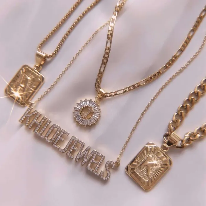 KHLOE JEWELS Necklaces 18K Gold Lux Initial Cuban Chain Necklace
