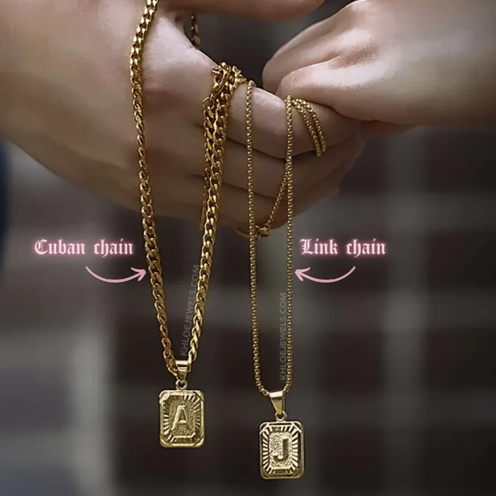 KHLOE JEWELS Necklaces 18K Gold Lux Initial Cuban Chain Necklace