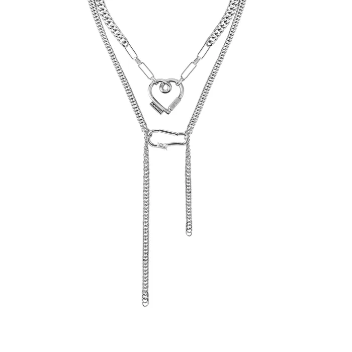 Necklaces Blackheadshop Rubber Logo Heart Pendant DoubleLayer Necklace