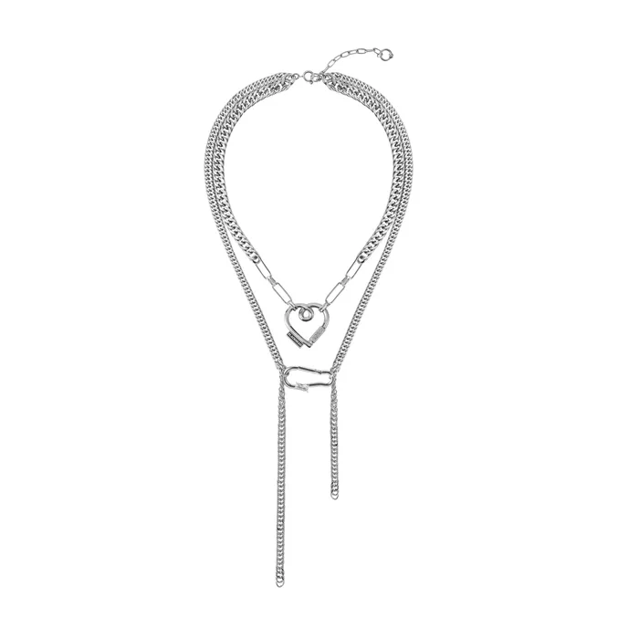 Necklaces Blackheadshop Rubber Logo Heart Pendant DoubleLayer Necklace Necklaces Blackheadshop Rubber Logo Heart Pendant DoubleLayer Necklace