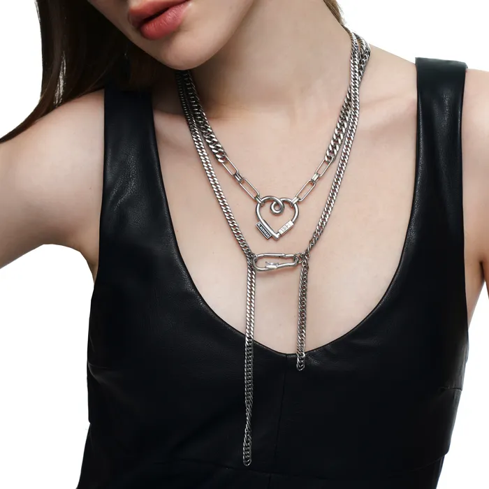 Necklaces Blackheadshop Rubber Logo Heart Pendant DoubleLayer Necklace Necklaces Blackheadshop Rubber Logo Heart Pendant DoubleLayer Necklace