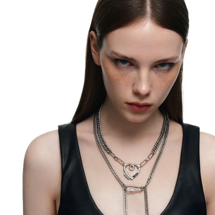 Necklaces Blackheadshop Rubber Logo Heart Pendant DoubleLayer Necklace Necklaces Blackheadshop Rubber Logo Heart Pendant DoubleLayer Necklace