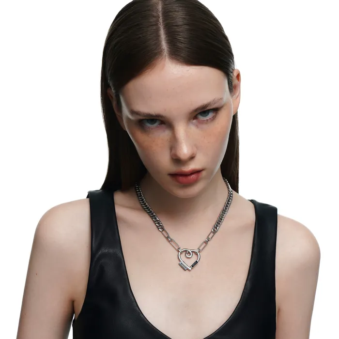 Necklaces Blackheadshop Rubber Logo Heart Pendant DoubleLayer Necklace Necklaces Blackheadshop Rubber Logo Heart Pendant DoubleLayer Necklace