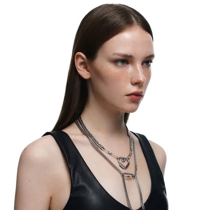 Necklaces Blackheadshop Rubber Logo Heart Pendant DoubleLayer Necklace Necklaces Blackheadshop Rubber Logo Heart Pendant DoubleLayer Necklace