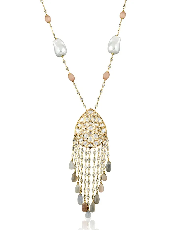 Necklaces Curio Cottage Stone Appeal Pearls and Coloured Stones Embellished Crystal Long Necklace Necklaces Curio Cottage Stone Appeal Pearls and Coloured Stones Embellished Crystal Long Necklace