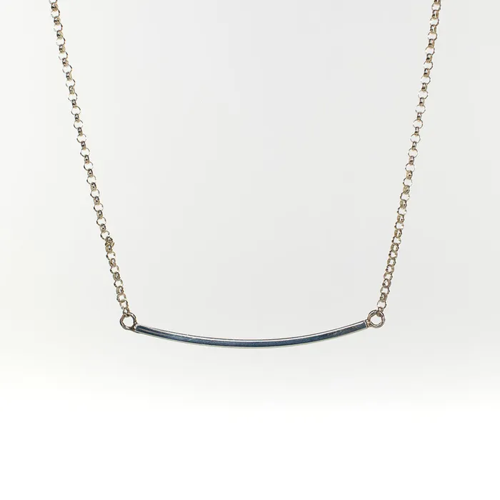 Necklaces Silver Curved Bar Necklace Mimi Marge