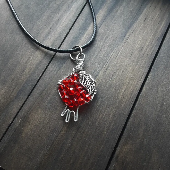 Pomegranate necklace red crystal style C The Worthy Witch Necklaces
