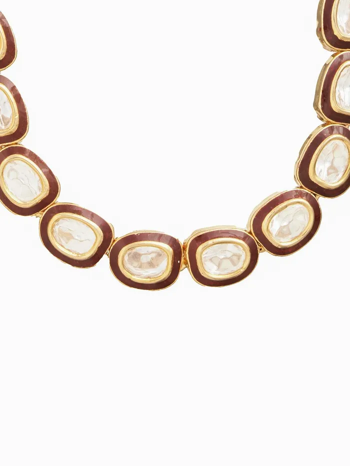 PreStyled Sets Curio Cottage 18 KT GoldPlated Kundan Polki Enamelled Choker Set
