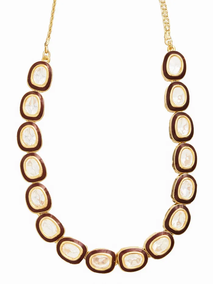 PreStyled Sets Curio Cottage 18 KT GoldPlated Kundan Polki Enamelled Choker Set