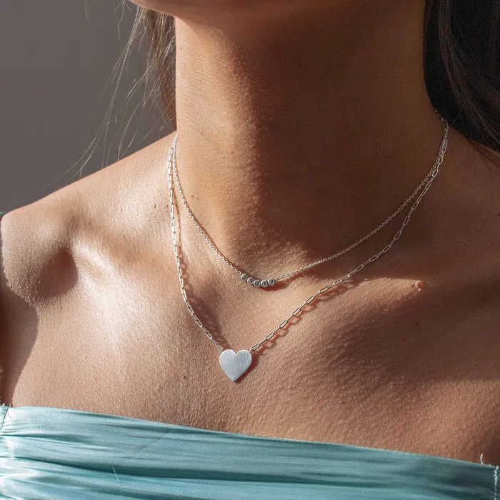 Tashi Brushed Silver Cutout Heart Necklace Necklaces