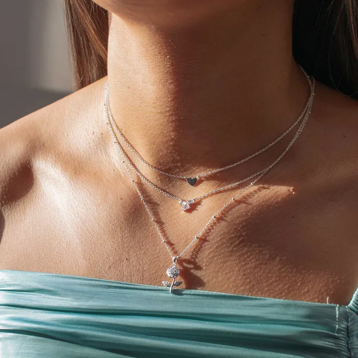 Tashi Necklaces Silver Flat Small Heart Necklace