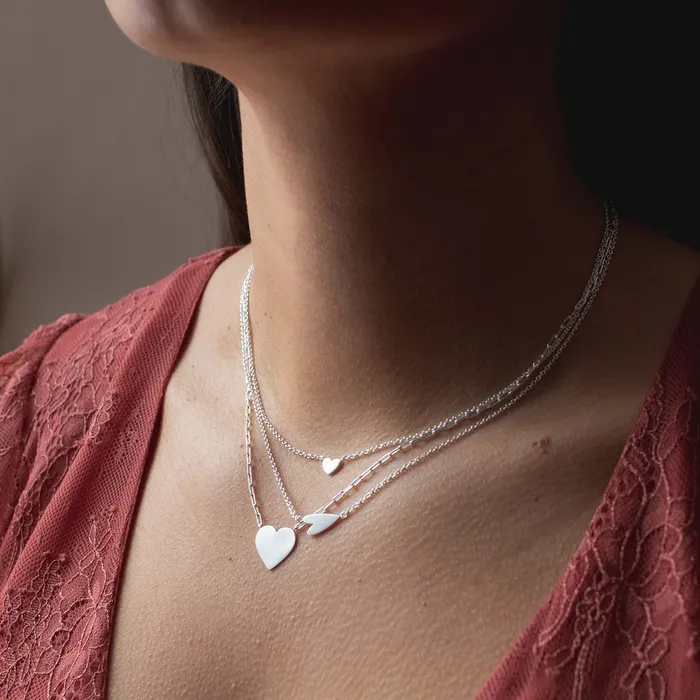 Tashi Necklaces Silver Flat Small Heart Necklace