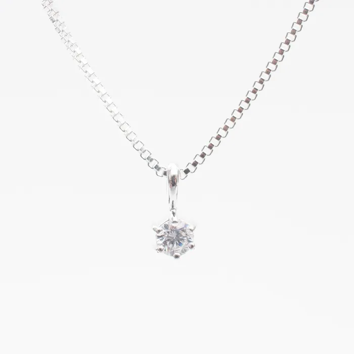 Tashi Silver Round Claw Set Cubic Zirconia Necklace Necklaces